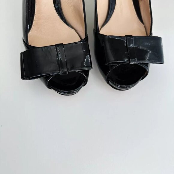 FENDI Women's Black Patent Leather Bow Platform Slingback Pumps Size 36.5 US 6.5 - Picture 9 of 12